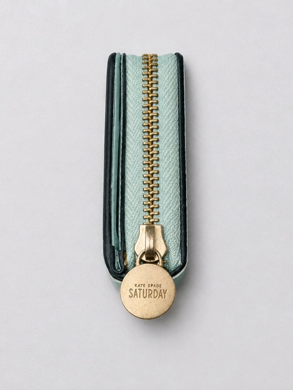 kate spade Mint Green Zip Wallet with Gold Hardware
